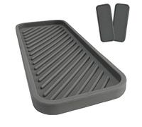 SOQKEEN Set 2 Organizer Lavello in Silicone 22,5 x 9 cm - Porta Spugne Multiuso, Asciuga Bicchieri, Accessorio per Cucina e Bagno, Grigio