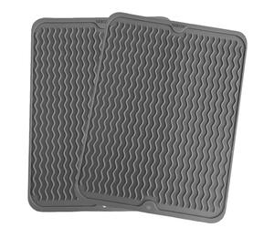 SOQKEEN Set 2 Tappetini Scolapiatti in Silicone 40x30 cm, Antiscivolo e Resistenti al Calore per Lavello e Piano Cucina, Sgocciolatoio da Appoggio, Grigio