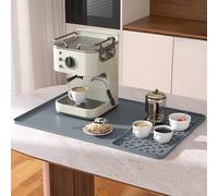 SOQKEEN Tappetino Macchina Caffè Silicone 60x40cm Chicchi Caffè Grigio