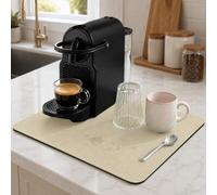 SOQKEEN Tappetino Scolapiatti 40x30 cm, Beige Assorbente Cucina | Design Elegante, Tagliabile, Base Antiscivolo, Facile da Pulire, Ideale per Cucina e Macchina da Caffè