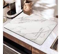 SOQKEEN Tappetino Scolapiatti 40x50cm Marmo Bianco, Elegante e Bello, Extra Assorbente, Antiscivolo per Piano Cucina