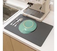 SOQKEEN Tappetino Scolapiatti, 50 x 30 cm Tappetino Assorbente Cucina, Tappetino Macchina Caffe, Tappetino Scolapiatti da Lavello Accessori Cucina, Tappetino Antiscivolo Assorbente, Grigio Scuro