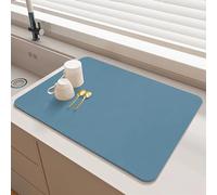SOQKEEN Tappetino Scolapiatti, 60×40 cm Tappetino Macchina Caffe, Tappetino Assorbente Cucina, Tappetino Scolapiatti da Lavello Accessori Cucina, Tappetino Antiscivolo Assorbente, Blu