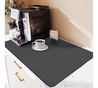 SOQKEEN Tappetino Scolapiatti Assorbente, 50 × 40 cm Tappetino Lavello Cucina, Super Assorbente Scolapiatti da Lavello Accessori Cucina, Tappetino Antiscivolo Assorbente Cucina per Caffe, Grigio scuro