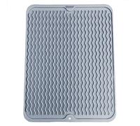 SOQKEEN Tappetino Scolapiatti in Silicone, Scolapiatti da Appoggio per Lavello, Tappetino cucina antiscivolo, resistente al calore, Sottopentola silicone (Grigio chiaro, 30x40cm)