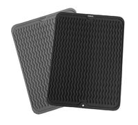 SOQKEEN Tappetino Scolapiatti Nero o Grigio a caso, 50x40 cm Tappetino Scolapiatti Silicone per Piano Cucina, Tappetino Antiscivolo Grande, Tappetino per Asciugatura Resistente al calore