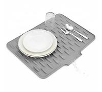 SOQKEEN Tappetino Scolapiatti Silicone 40x32cm, Inclinato, Grigio Chiaro