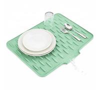 SOQKEEN Tappetino Scolapiatti Silicone 40x32cm, Inclinato, Verde Chiaro