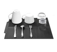 SOQKEEN Tappetino Scolapiatti Silicone 50x40cm, Foro Scarico, Nero