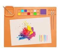 SOQKEEN Tappetino Silicone Pittura, 51 × 41 cm Tappetino per Pittura in Silicone Antiaderente Pieghevole Silicone Painting Mat for Arti e Mestieri Colata di Resina e Progetti di Bricolage (Arancione)