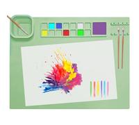 SOQKEEN Tappetino Silicone Pittura, 51 × 41 cm Tappetino per Pittura in Silicone Antiaderente Pieghevole Silicone Painting Mat for Arti e Mestieri Colata di Resina e Progetti di Bricolage (Verde)