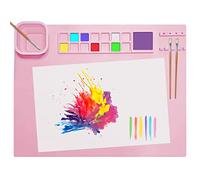 SOQKEEN Tappetino Silicone Pittura, 51 × 41 cm Tappetino per Pittura in Silicone Antiaderente Pieghevole Silicone Painting Mat for Arti e Mestieri Colata di Resina e Progetti di Bricolage (Rosa)