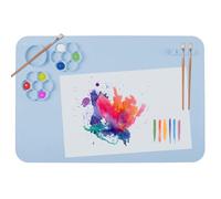 SOQKEEN Tappetino Silicone Pittura, 60 × 40 cm Tappetino in Silicone Antiscivolo Tappetino Silicone Pieghevole, Grande Tappetino in Silicone per Arti e Mestieri e Progetti di Bricolage (Blu)