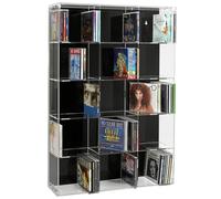 SORA Scaffale Acrilico CD con Pannello Retro Nero fino a 223 Custodie CD