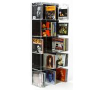 SORA Scaffale CD Acrilico con Pannello Retro Nero fino a 148 Custodie CD