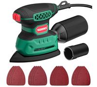 SORAKO Levigatrice Delta 220 W 14000 OPM, Levigatrice Mouse per Legno | Include 16 fogli abrasivi e sacchetto. Ideale per levigare legno e acciaio in spazi ristretti.
