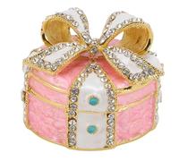 Sorandy Bastolla di Gioielli con Nodo a Fiocco, Scatola da Binnaschina del Nodo di Prua, Supporto per Anello in Lega di Zinco, per Le Donne di Compleanno di Compleanno Anniversario (Bianco Rosa)