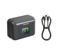 Sorandy Caricabatterie Doppio, Caricabatterie a Ricarica Rapida da 36 W, per Display LCD con Copertura Magnetica, Ideale per Batteria della Fotocamera e Fotografia all'aperto