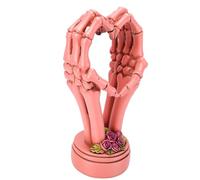 Sorandy Decorazione Mano Scheletro, Gesto del Cuore, Resina 21 Cm | Statuetta Gotica, Base a Rosa, Struttura in Osso di Resina, Esposizione per Interni Ed Esterni, Centrotavola per Feste,