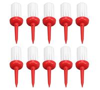 Sorandy Set di 10 Spazzole per Tee da, in Plastica Resistente, a Bassa Resistenza, per Allenamenti Migliorati sulla Distanza di Guida (Manico Rosso e Capelli Bianchi)