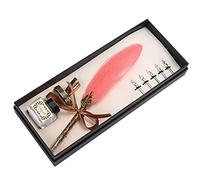 Sorandy Set di Penne a Elegante Abito da Scrittura con Penna D'oca per Esercizi di Calligrafia, Regalo per Coppie e Insegnanti - Acciaio Inossidabile e (PINK)
