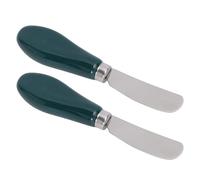 Sorandy Spalmatore per Burro da 2 Pezzi, Coltello Portatile per Spruzzare Formaggio in Acciaio Inossidabile 304 con Manico in Ceramica, Adatto per Formaggi a Pasta Molle e Dura, Dolci, (verde scuro)
