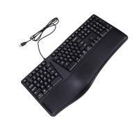 Sorandy Tastiera Ergonomica con Filo per PC, Layout Diviso, Poggiapolsi | Tasti silenziosi, USB A 2.0, tastiera con ingresso cablato per lo studio a casa in ufficio