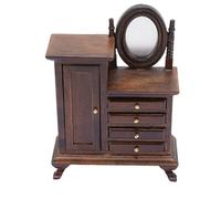 Sorandy Tavolo da vanità in Miniatura delle Bambole, 1:16 Scala Tavolo da Toeletta da Bambola Vintage in Legno con Specchio e Cassetto, per Accessori per Mobili per Bambole