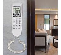 Sorandy Telefono con Display LCD Bianco, Mini Telefono Fisso da Parete con Doppio ID Chiamante, Memoria per 38 Chiamate di Gruppo, Funzione di Richiamata, Ideale per DTMF
