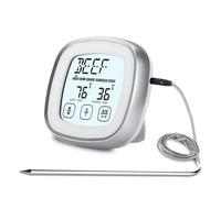 Sorandy Termometro Digitale per Carne con Timer, Termometro Digitale per Alimenti con Avviso Cicalino e Retroilluminazione Blu, Lettura Rapida e Accurata per Cottura Alla Griglia di (SILVER)