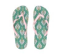 Sorbetto Infradito da donna alla moda, comode per la spiaggia e il tempo libero, Fantasia turchese/rosa, Taglia 36-37