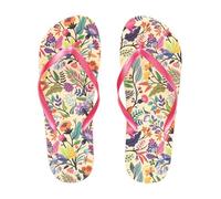 Sorbetto Infradito da donna alla moda, comode per la spiaggia e il tempo libero, Rosa con fiori, Taglia 36-37