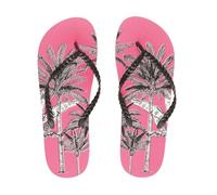 Sorbetto Infradito da donna alla moda, comode per la spiaggia e il tempo libero, Rosa con palme, Taglia 36-37