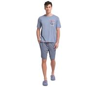 SORBETTO Pigiama alla moda da uomo come pigiama lungo o pantaloncini corti in cotone, Shorty Azzurro Marittimo, L