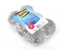 Sorbo RVS - Set di 6 spugne abrasive in acciaio inox - Extra forte - 60 g per spugna - per pentole bruciate, teglie, barbecue e barbecue, durevole e antiruggine
