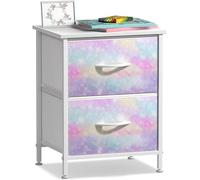 Sorbus Cassettiera per bambini con 2 cassetti, con struttura in acciaio, piano in legno, bidoni in tessuto tinto a nodi, per vestiti, ampi mobili per camera da letto, corridoio, asilo nido, armadio e