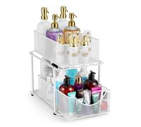 Sorbus - Organizer per lavabo a 2 ripiani con cassetti scorrevoli in rete di acciaio resistente per una migliore conservazione del bagno, colore: Bianco