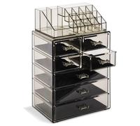 Sorbus Organizer trasparente per cosmetici e trucchi, per riporre trucchi e gioielli, design spazioso, ottimo supporto per comò, bagno, toeletta e piano di lavoro (4 grandi, 2 cassetti piccoli,