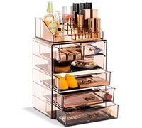 Sorbus Organizer trasparente per cosmetici e trucchi, per riporre trucchi e gioielli, design spazioso, ottimo supporto per comò, bagno, toeletta e piano di lavoro (3 cassetti grandi, 4 piccoli, colore