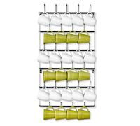 Sorbus Portabicchieri da parete con ganci per tazze da casa, con 6 ripiani, organizer per tazze da caffè, tazze da tè, barattoli e altro ancora, contiene 27 tazze, in metallo nero (grande)