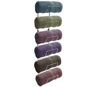 Sorbus Portasciugamani da parete - 6 scomparti in metallo argentato porta asciugamani per set di arredo bagno, organizer per biancheria, palestra, camper, porta, armadietto, portabottiglie da parete