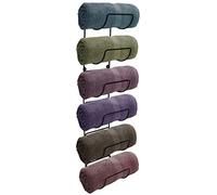 Sorbus Portasciugamani da parete - Set di 6 scomparti in metallo nero per bagno, organizer da bagno, per palestra, spa, camper, camper, retro della porta, armadietto, portabottiglie da parete per