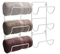 Sorbus Set di portasciugamani da parete, organizer per asciugamani, asciugamani, biancheria, ideale per bagno, spa, salone, design moderno (bianco)