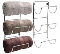 Sorbus Set di portasciugamani da parete, organizer per asciugamani, asciugamani, biancheria, ideale per bagno, spa, salone, design moderno (argento)