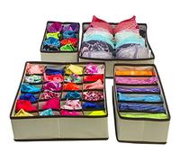 Sorbus Set of 4 Foldable Drawer Dividers, Storage Boxes, Closet Organizers, Under Bed Organizer, for Clothing, Shoes, Underwear, Bra, Socks by GGI International