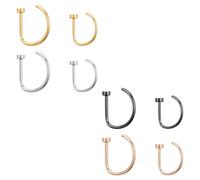 Sorcristy Anelli da naso a cerchio da 20 g, a forma di L, con vite a forma di L, gioielli per il corpo in acciaio inox, colorati, per uomini e donne (8 pezzi, oro, argento, nero, oro rosa)
