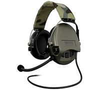 Sordin MIL CC Slim 75332-06-S - Protezione dell'udito militare con connettore radio, microfono e videocamera, colore: Nero, Capsule verdi, Taglia unica