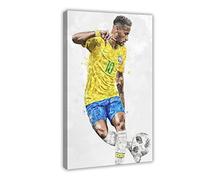 SORECI Poster su tela con giocatore di calcio Neymar, decorazione artistica da parete per soggiorno e camera da letto, con cornice, 40 x 60 cm