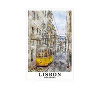 SORECI Poster vintage su tela con stampa di Lisbona, Portogallo, decorazione artistica da parete per soggiorno, camera da letto, decorazione senza cornice, 60 x 90 cm