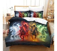 SorEci Set Di Biancheria Da Letto 3D Con Cavaliere del destino Arte Set Biancheria Da Letto Con Chiusura Lampo E 2 Federe in Microfibra 3 Pezzi Per Ragazzi E Ragazze Super King（260x220cm）